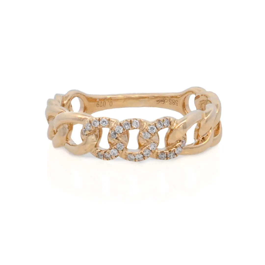 14K Yellow Gold 0.08ct. Diamond Cuban Link Fashion Ring