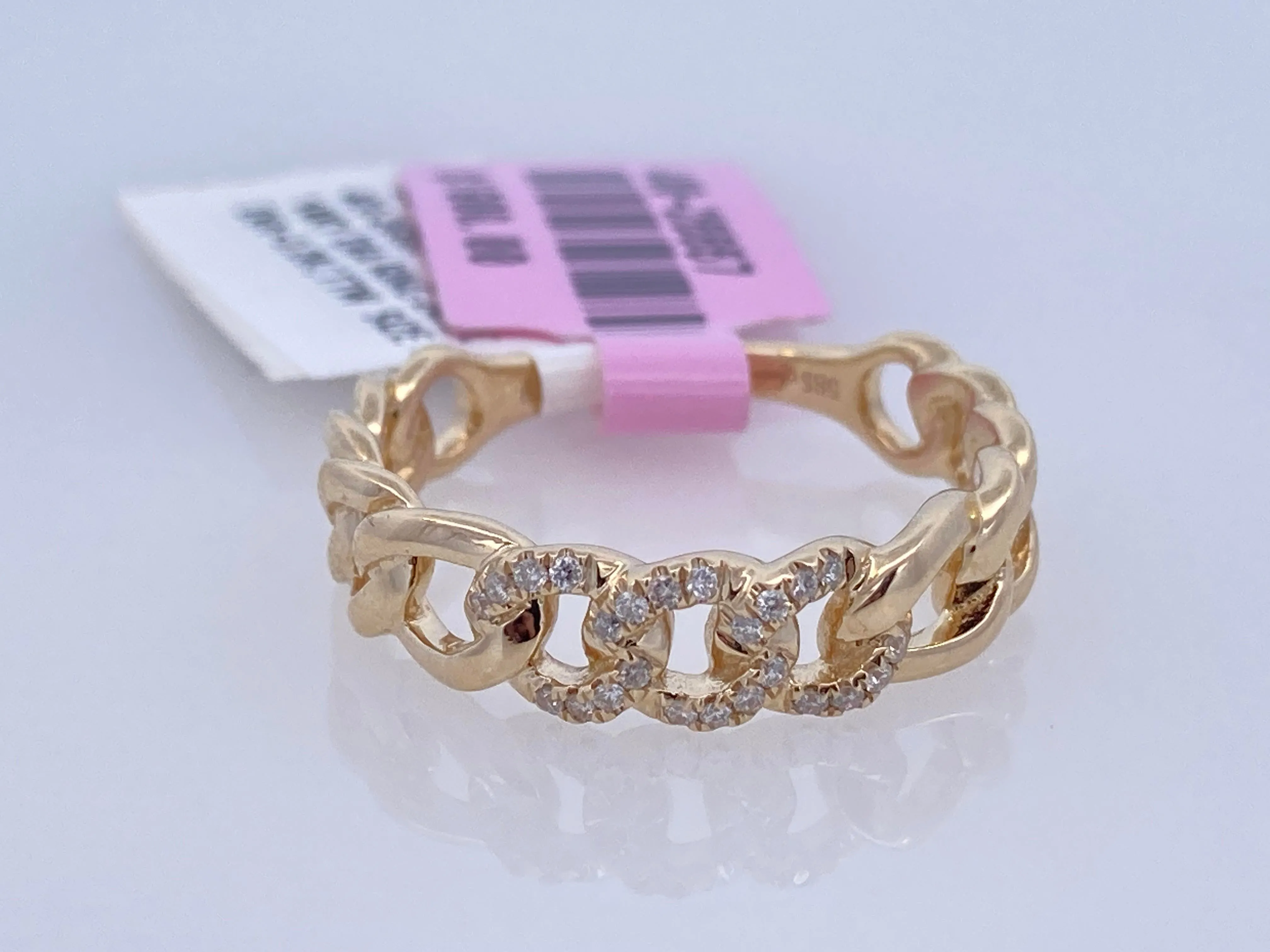 14K Yellow Gold 0.08ct. Diamond Cuban Link Fashion Ring
