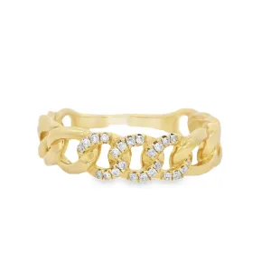14K Yellow Gold 0.08ct. Diamond Cuban Link Fashion Ring