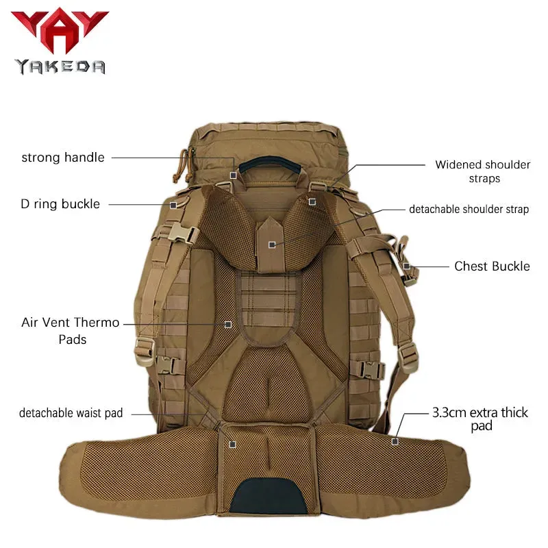 19780 YAKEDA Tactical Backpack Military Rucksack Traveling Hiking Outdoor 90L