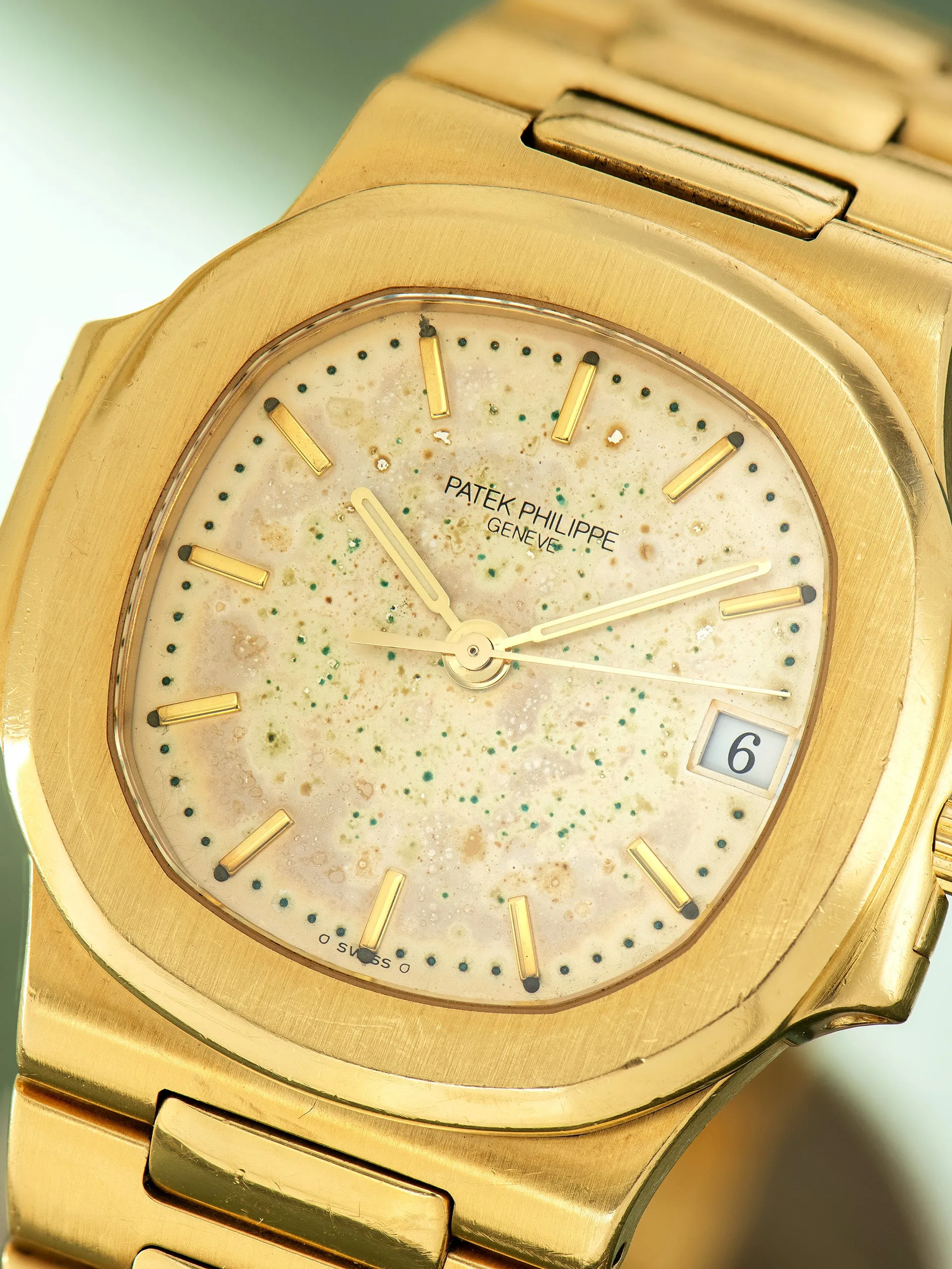 1980s Patek Philippe Nautilus 18K YG (Ref. 3800J) Silver "Wabi-Sabi" Dial