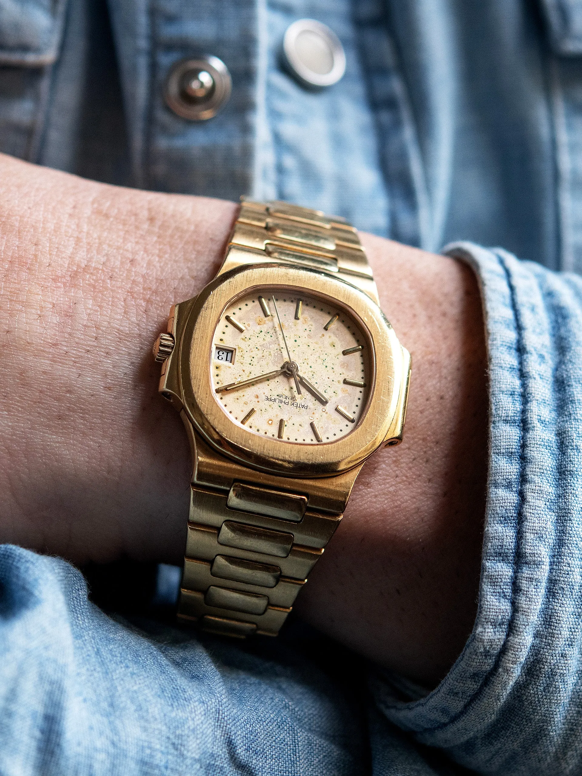 1980s Patek Philippe Nautilus 18K YG (Ref. 3800J) Silver "Wabi-Sabi" Dial