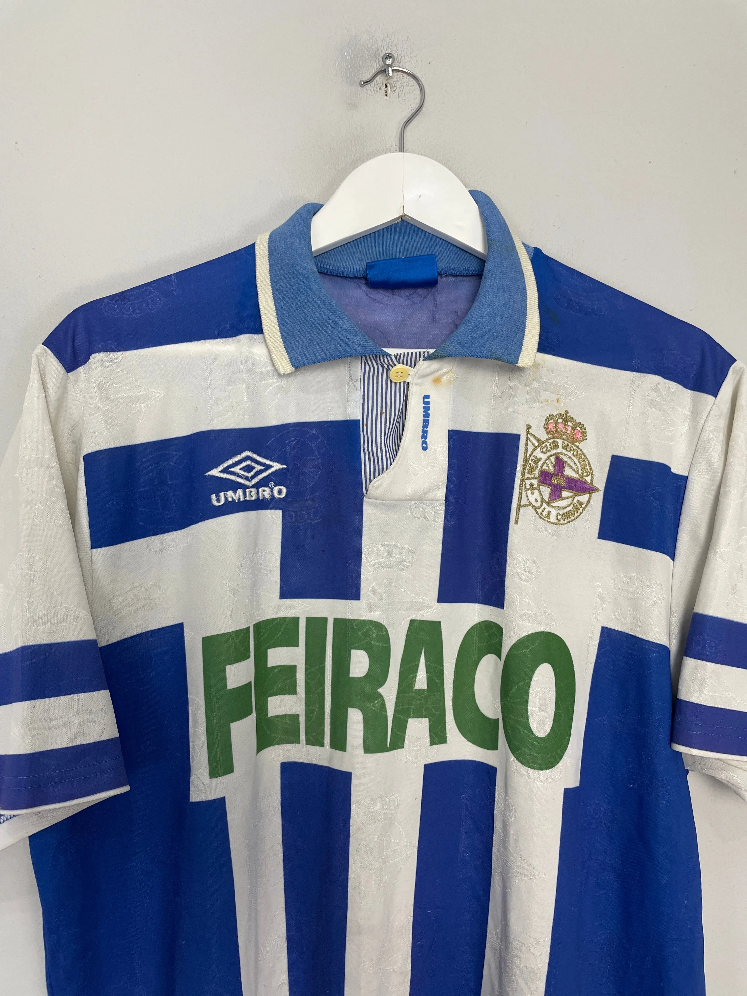 1993/94 DEPORTIVO LA CORUNA HOME SHIRT (XL) UMBRO