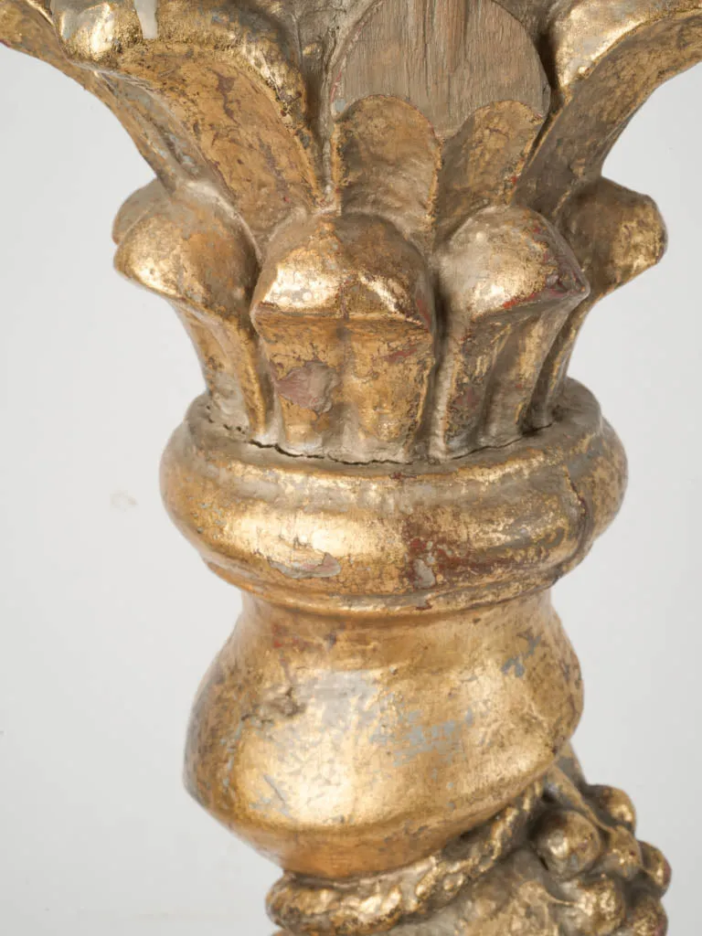 19th Century French Tall Twisted Column Pedestal w/ Grapes & gold patina 53½"