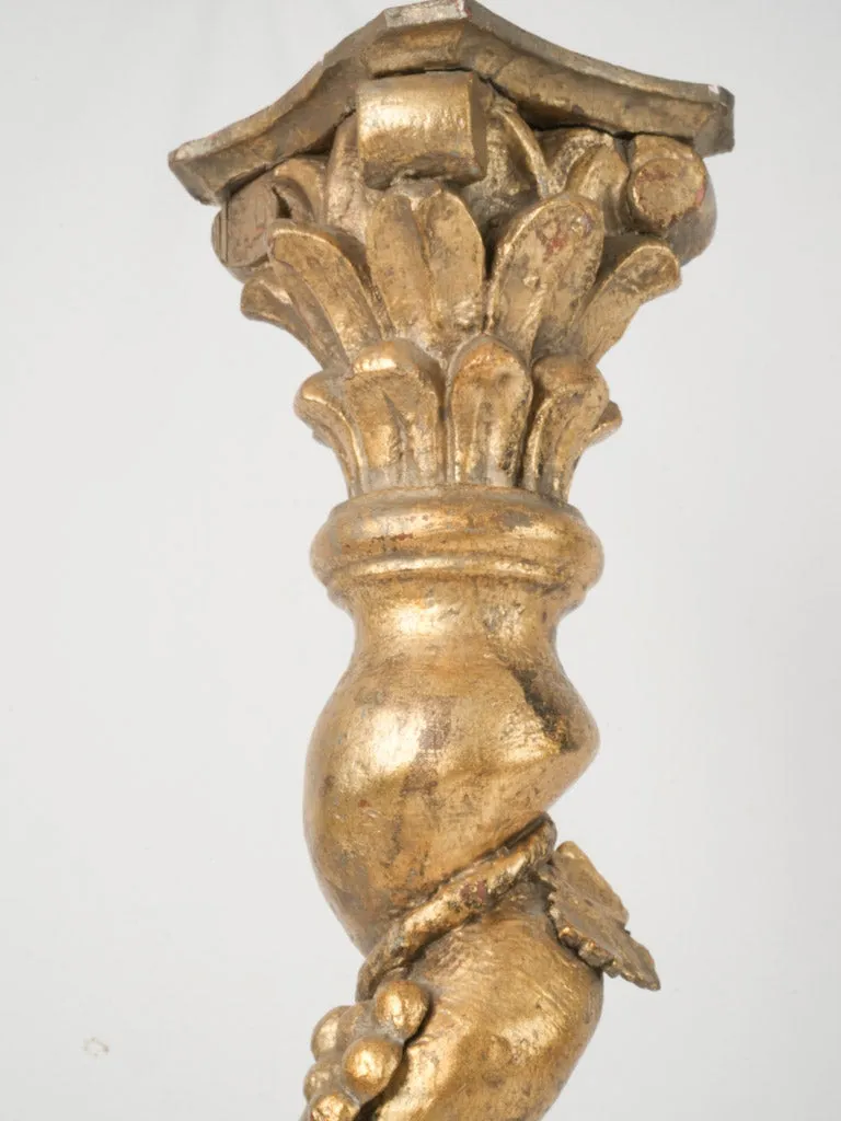 19th Century French Tall Twisted Column Pedestal w/ Grapes & gold patina 53½"