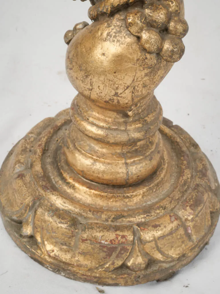 19th Century French Tall Twisted Column Pedestal w/ Grapes & gold patina 53½"