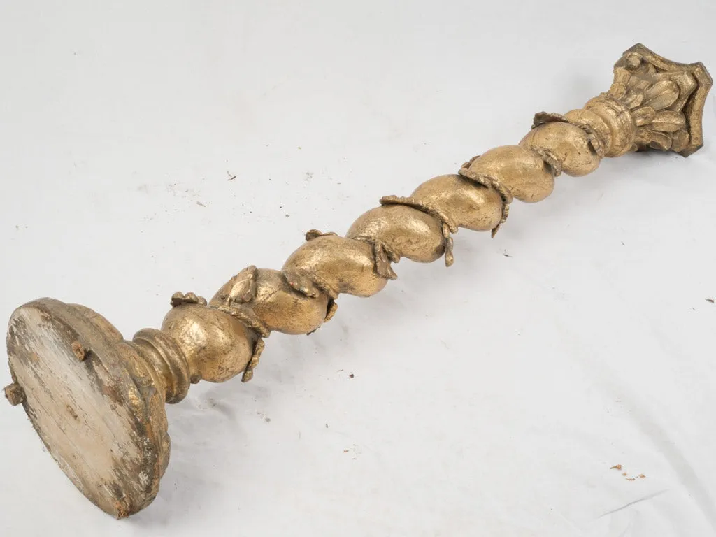 19th Century French Tall Twisted Column Pedestal w/ Grapes & gold patina 53½"