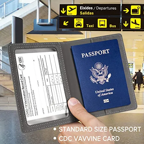 2 Pack Passport and Vaccine Card Holder Combo Passport Holder