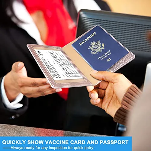 2 Pack Passport and Vaccine Card Holder Combo Passport Holder