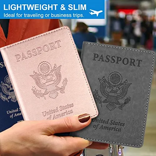 2 Pack Passport and Vaccine Card Holder Combo Passport Holder