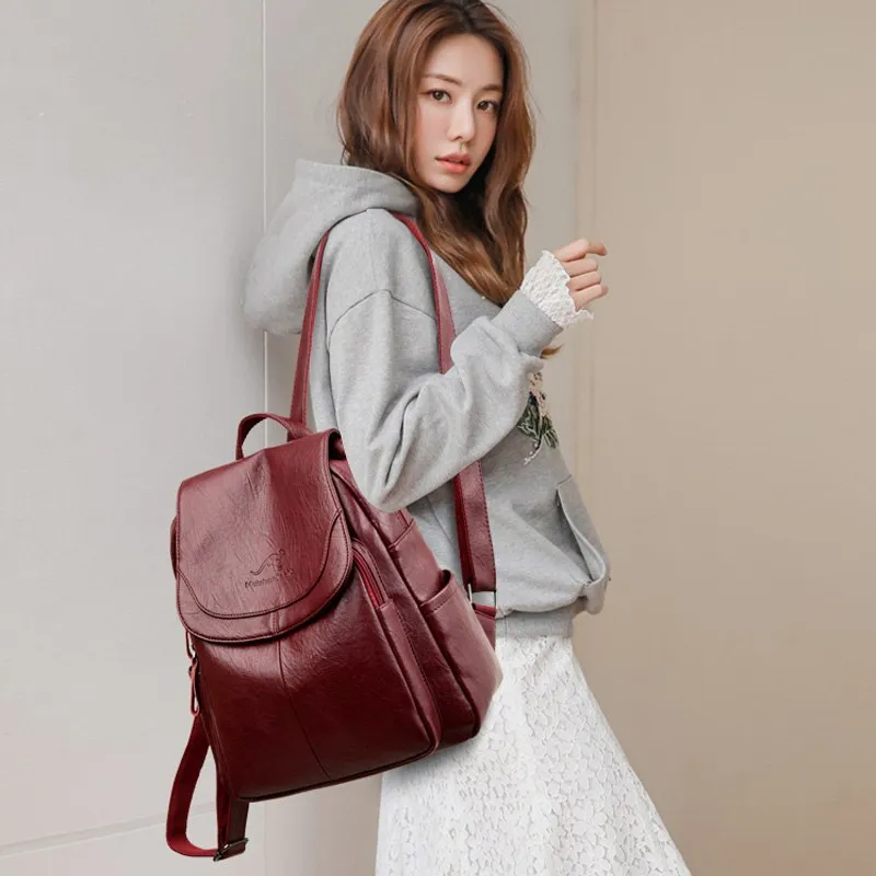 2022 New Fashion Casual School Bags Quality Retro Women Backpack Shoulder Bag