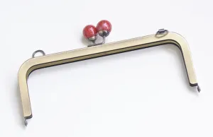21cm (8") Bronze Purse Frame Handbag Wedding Bag Maker With Red Stone Pattern Kiss-lock