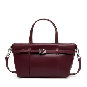 22CM cowhide single shoulder women's leather handbag 2951 wine Red