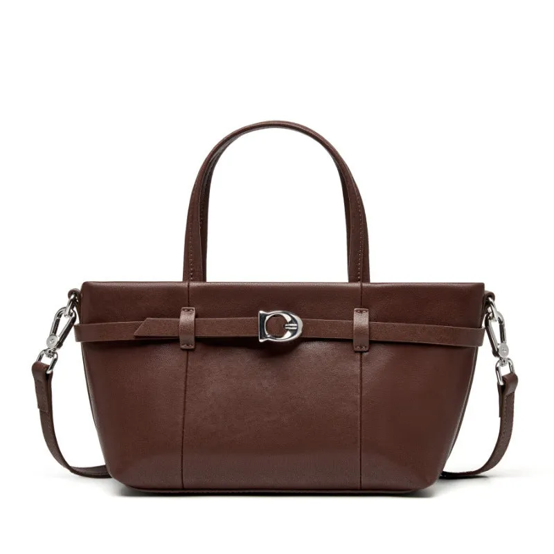 22CM cowhide single shoulder women's leather handbag 2951 wine Red