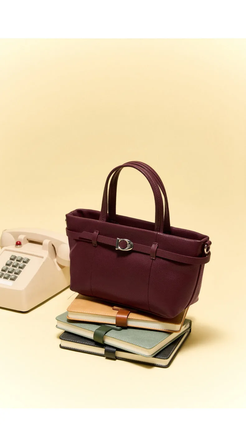 22CM cowhide single shoulder women's leather handbag 2951 wine Red