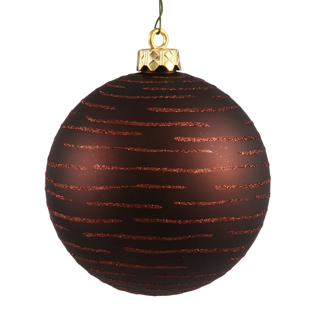 4.75" Chocolate Ball Ornament w/Glitter Asst 2/Bg