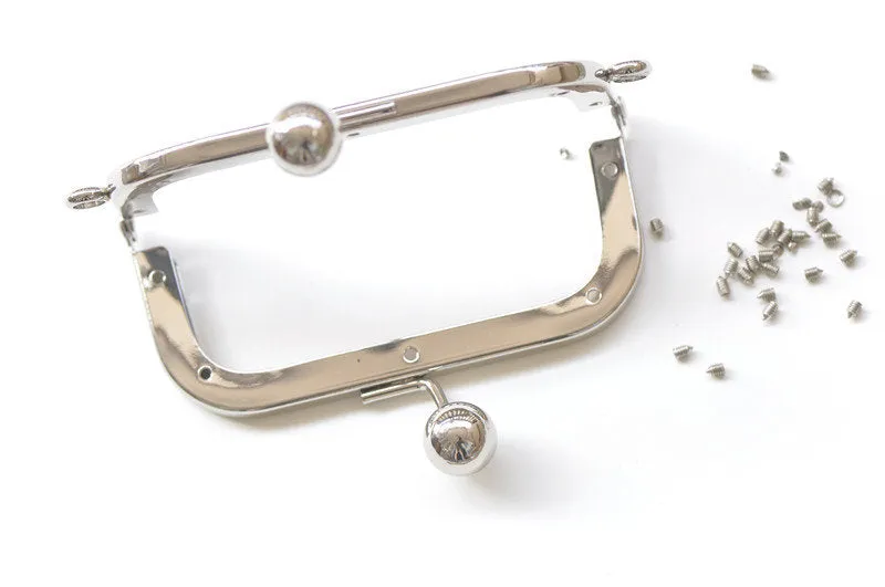 4" ( 11.5cm) Silver Purse Frame Ball Head Clutch Purse Frame With Screws 11.5cm x 5cm