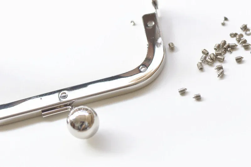 4" ( 11.5cm) Silver Purse Frame Ball Head Clutch Purse Frame With Screws 11.5cm x 5cm