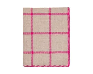 Alicia Adams Alpaca Graydon Throw in Light Taupe & Fuchsia Pink
