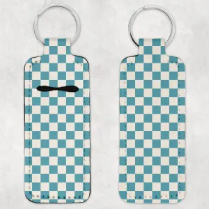 Aqua Checkerboard Lip Balm Holder