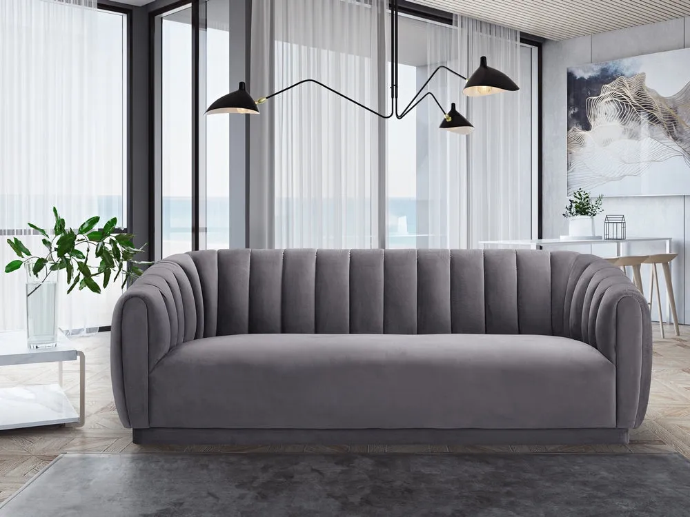 Arno Contemporary Grey Velvet Sofa