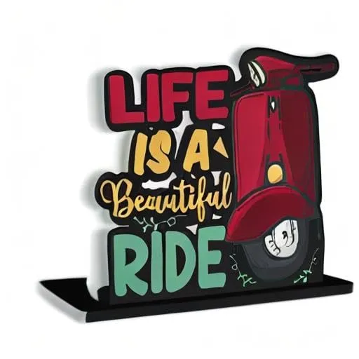 Art Vibes Wooden Idols And Figurine Life Is A Beautiful Ride Quotes Table Decor For Office Desk Showpiece|Home Decoration|Living Room|Modern Gifting Item(Sp_1116N)