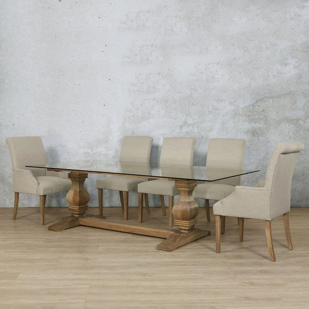 Belmont Glass Top & Baron 8 Seater Dining Set