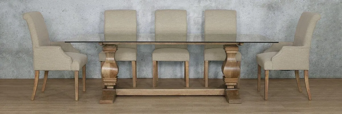 Belmont Glass Top & Baron 8 Seater Dining Set