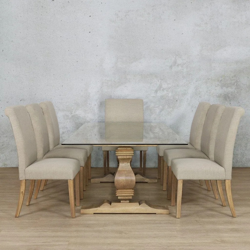 Belmont Glass Top & Baron 8 Seater Dining Set