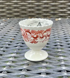 Bi Color Transferware Egg Cup Rust Red & Black Spode Copeland Beverley European Scenery