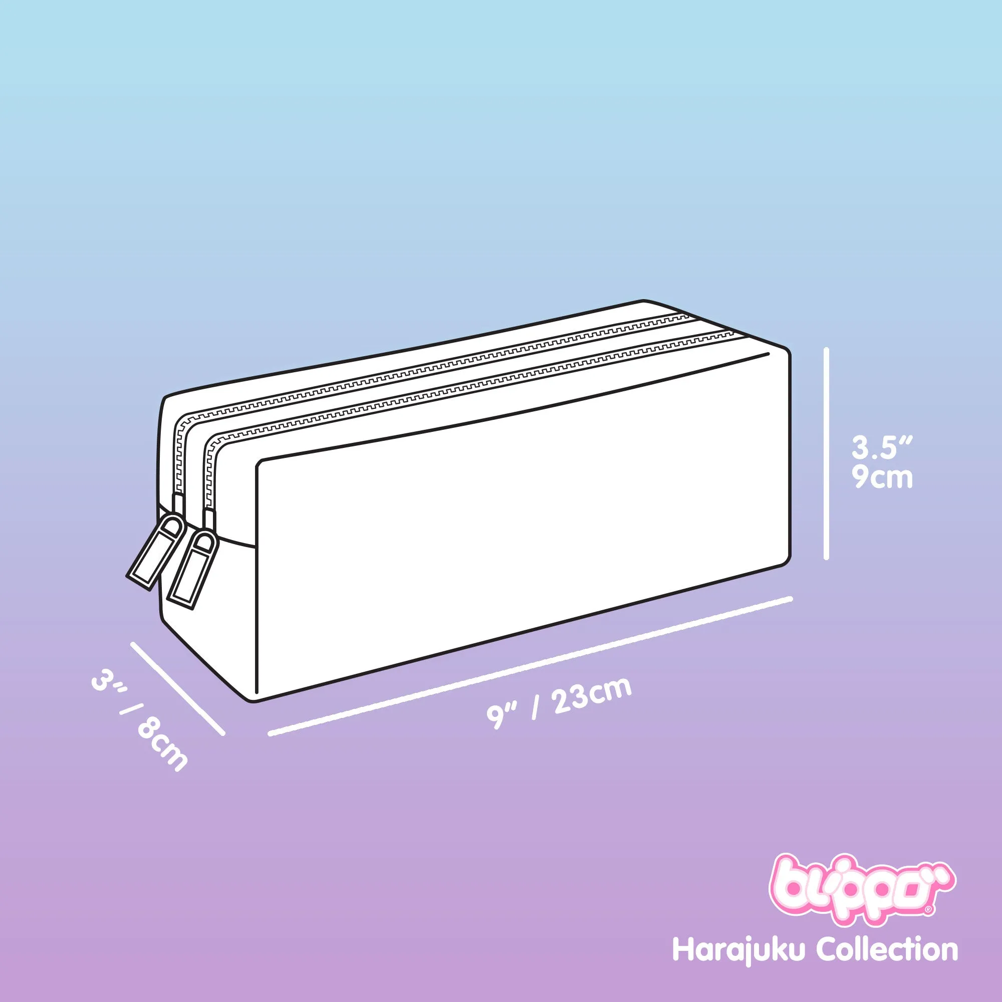 Blippo Harajuku Twin Zip Pencil Case