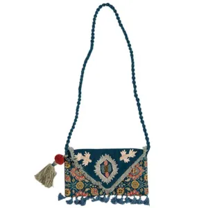 Blue Brocade Clutch Purse - 15cm x 20cm