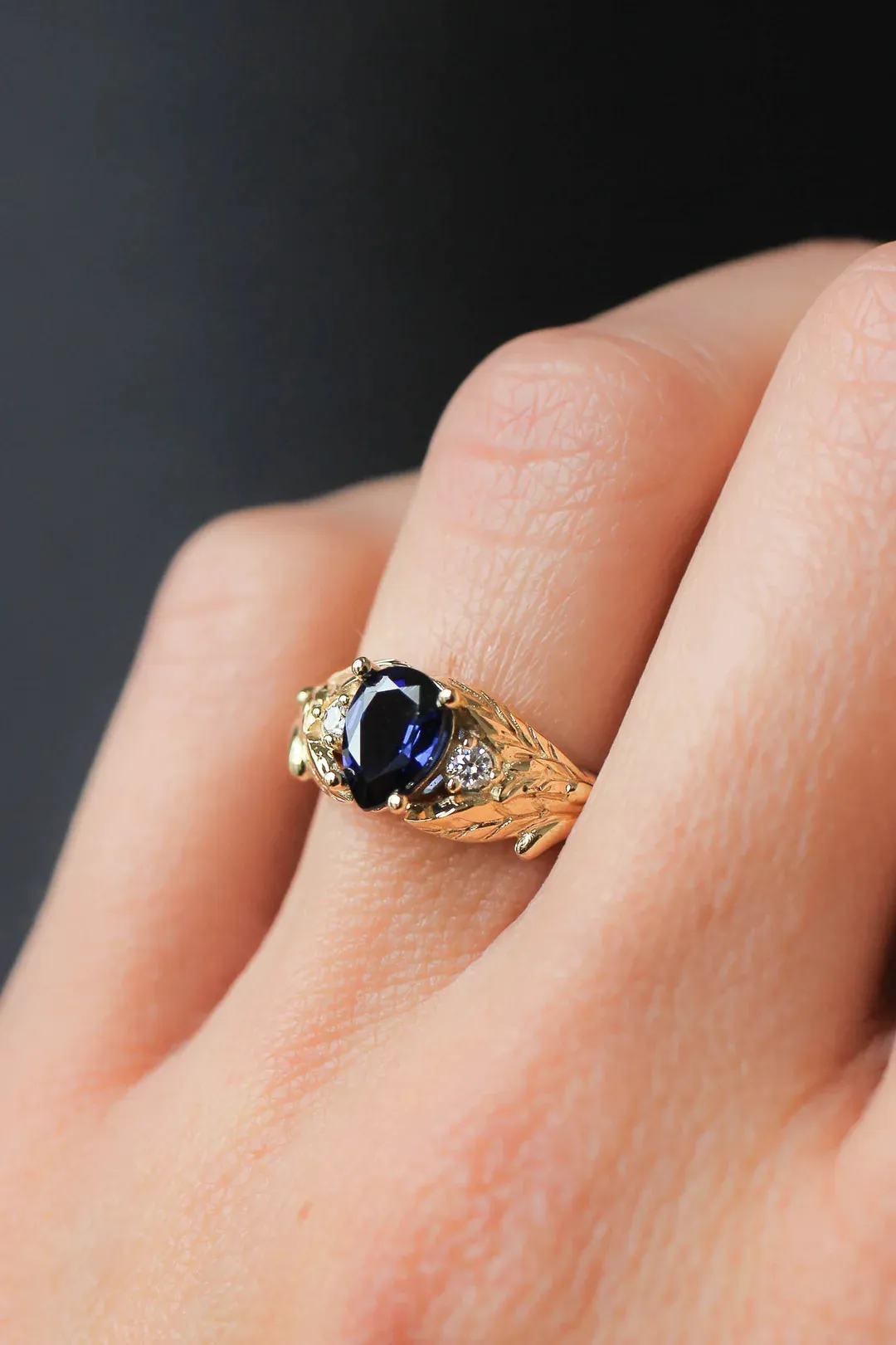 Blue Sapphire Leaves Ring