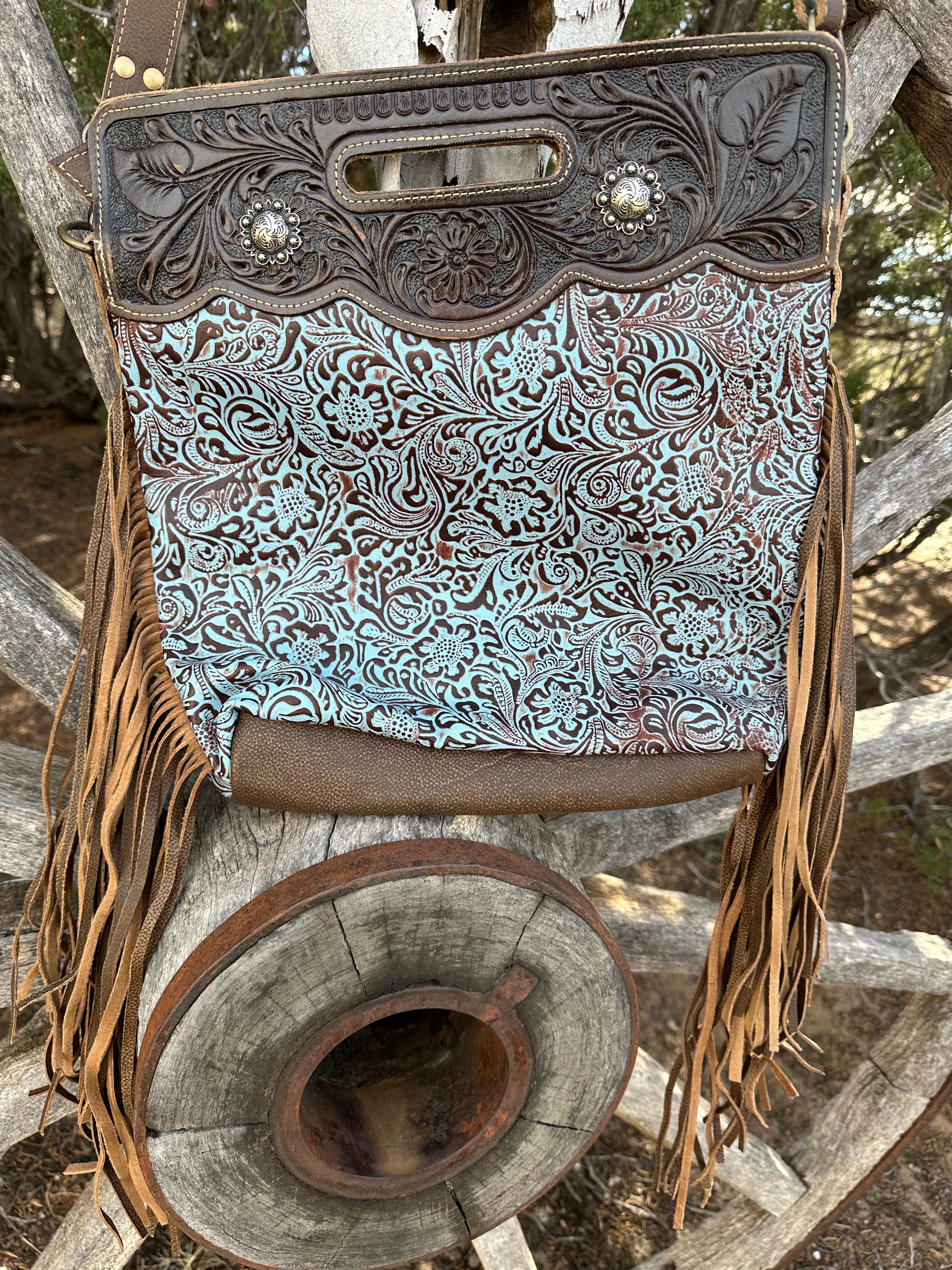 Blue Vine Hand Tooled Hand Tooled Purse
