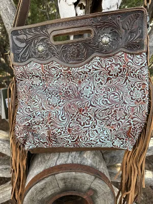 Blue Vine Hand Tooled Hand Tooled Purse