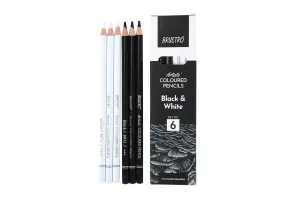 BRUSTRO Artists� B &W Coloured Pencils Set of 3 Whites and 3 Blacks