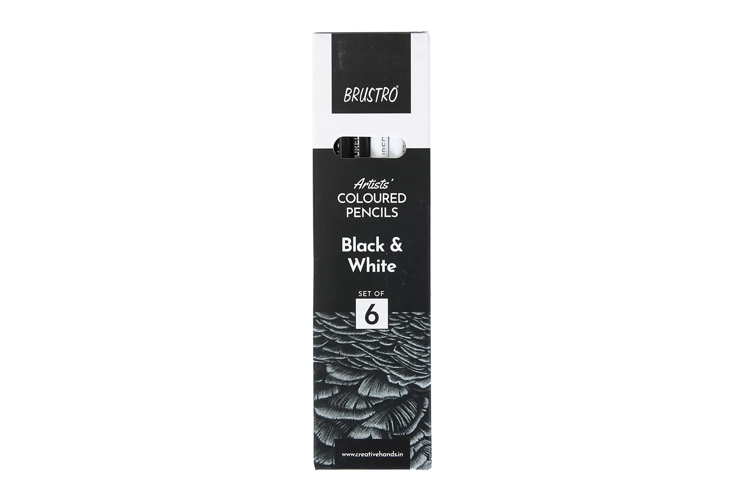 BRUSTRO Artists� B &W Coloured Pencils Set of 3 Whites and 3 Blacks