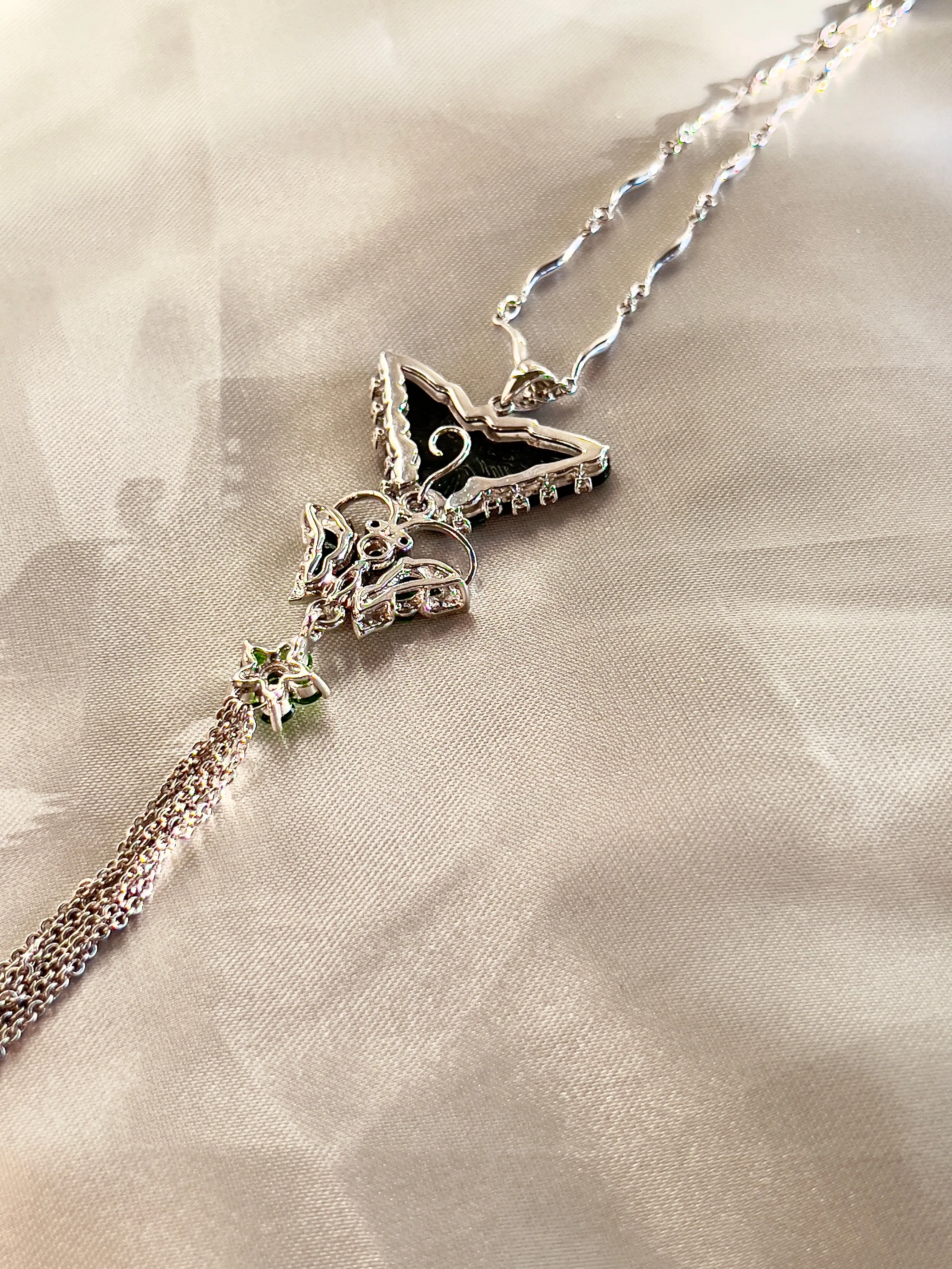 Butterfly Life Cycle Jade Art Pendant Necklace