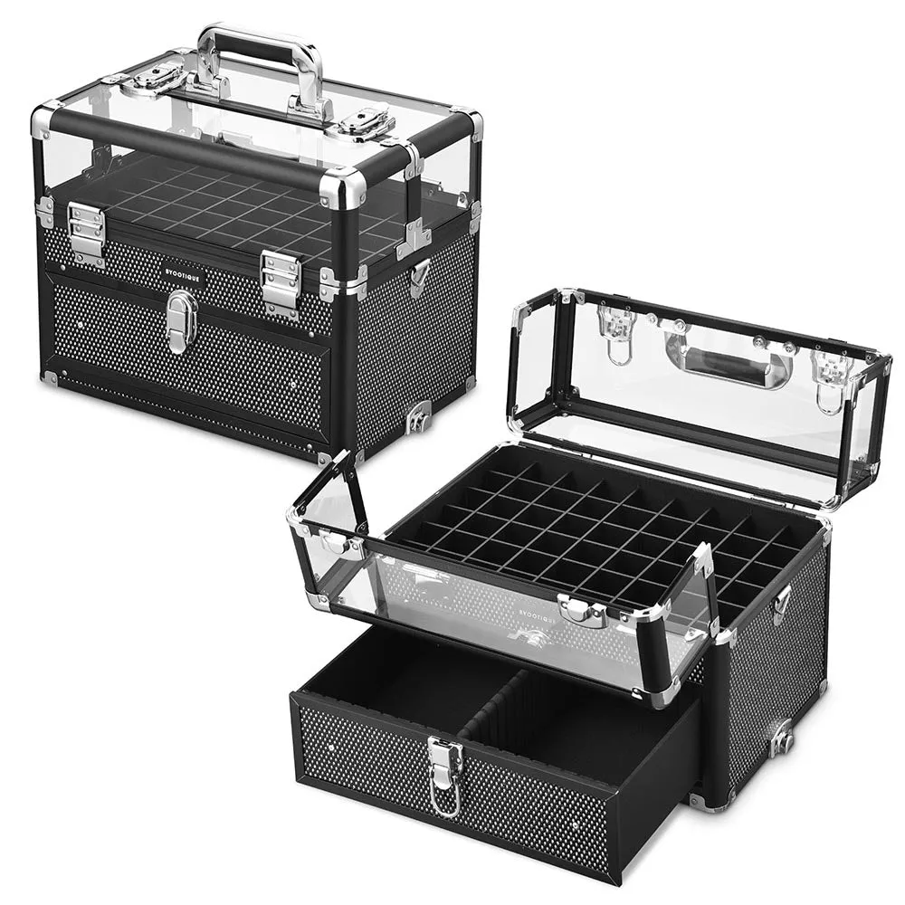 Byootique Rolling Nail Case Makeup Travel Case with Drawer