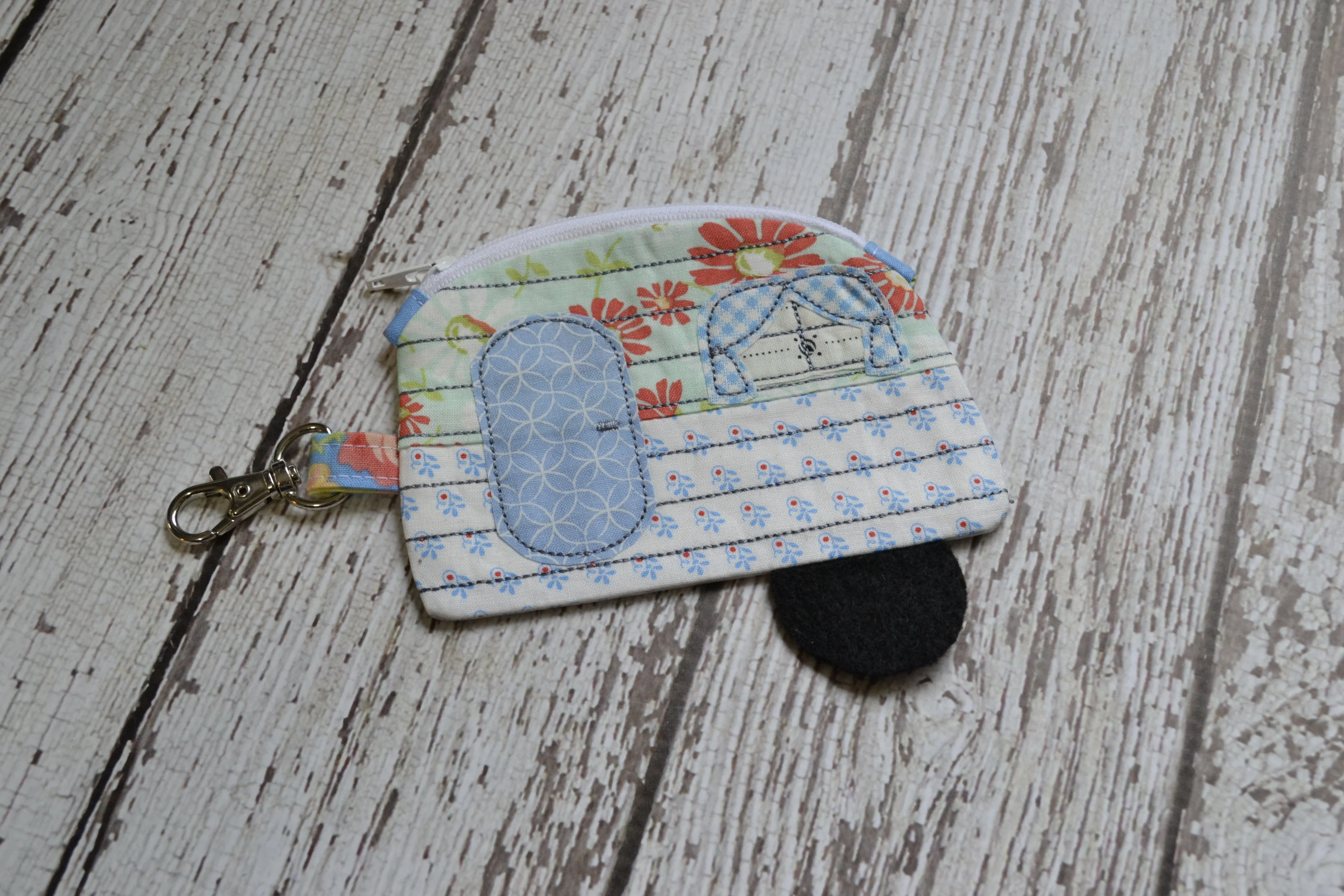Camper Shaped Coin Purse -Re-Purposed Fabric - Group A - (3)