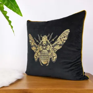 Cerana Black Velvet Bumble Bee Cushion