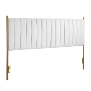 Chloe Contemporary/Glam King Headboard in Gold Steel and Cream Velvet by LumiSource