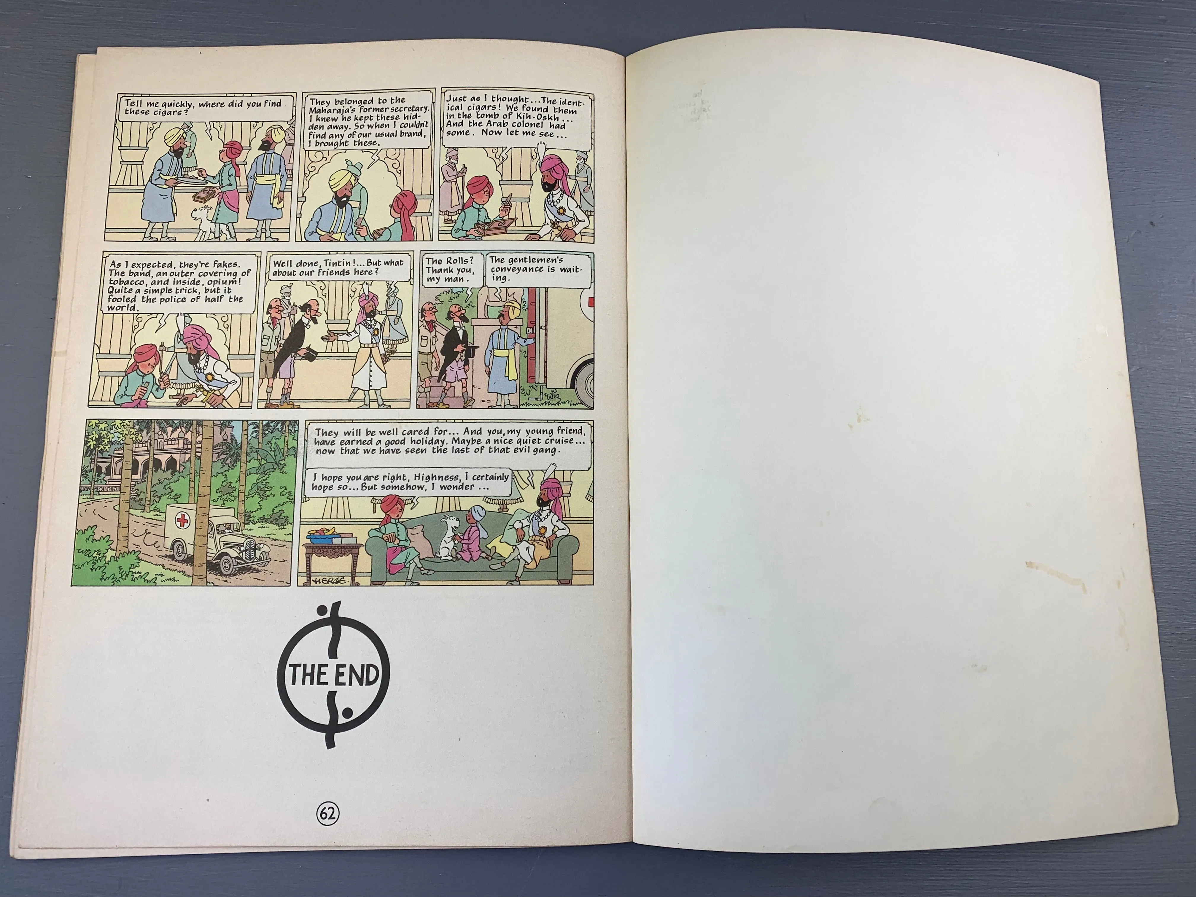 Cigars of the Pharaoh - Methuen 1975 1st UK Paperback Edition Rare Tintin Book Herge