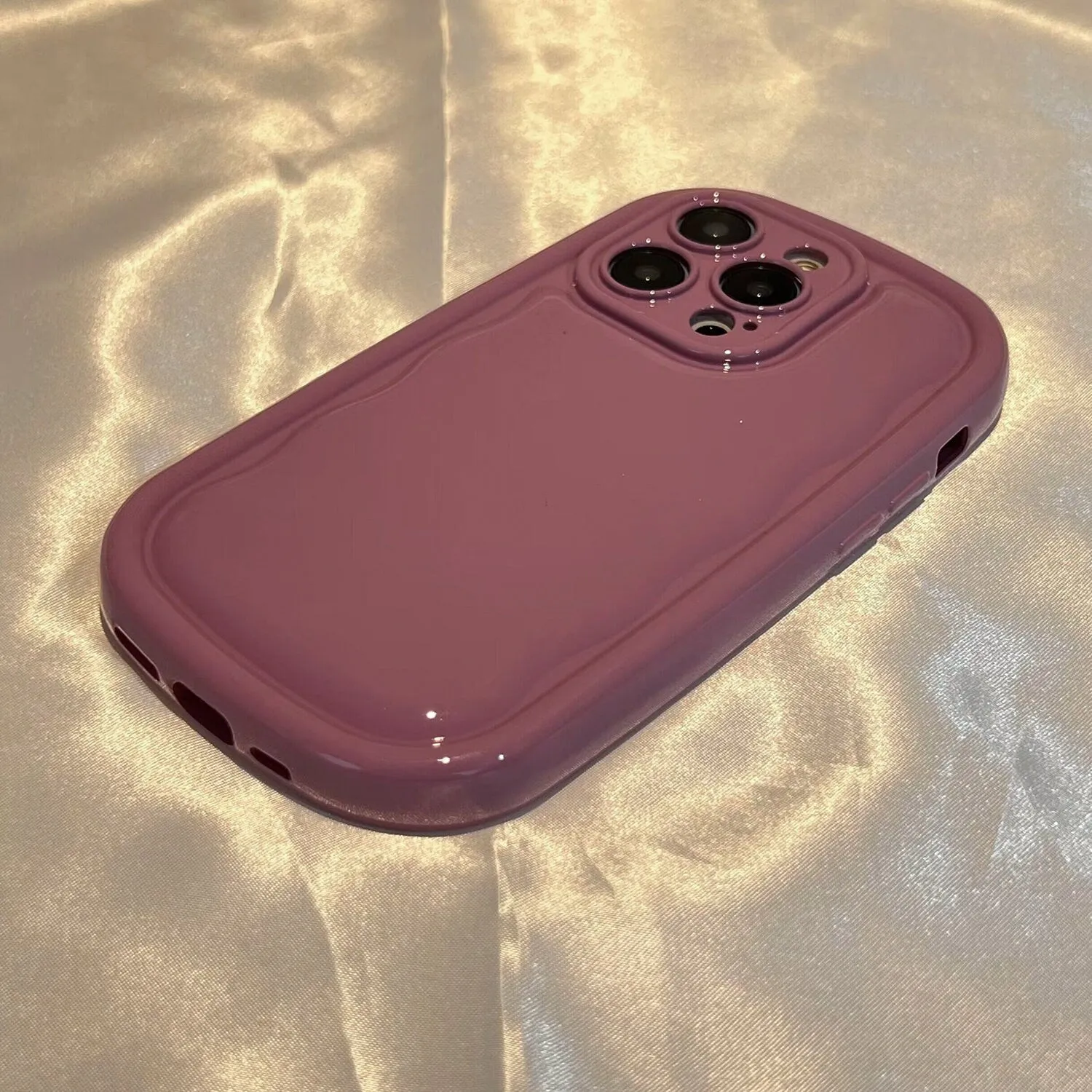 Cute Trendy Mini Airbag Glossy Oval Thick Wave Swirls Design Protective Shockproof iPhone Case for iPhone SE 7 8 11 12 13 14 15 Pro Max Case