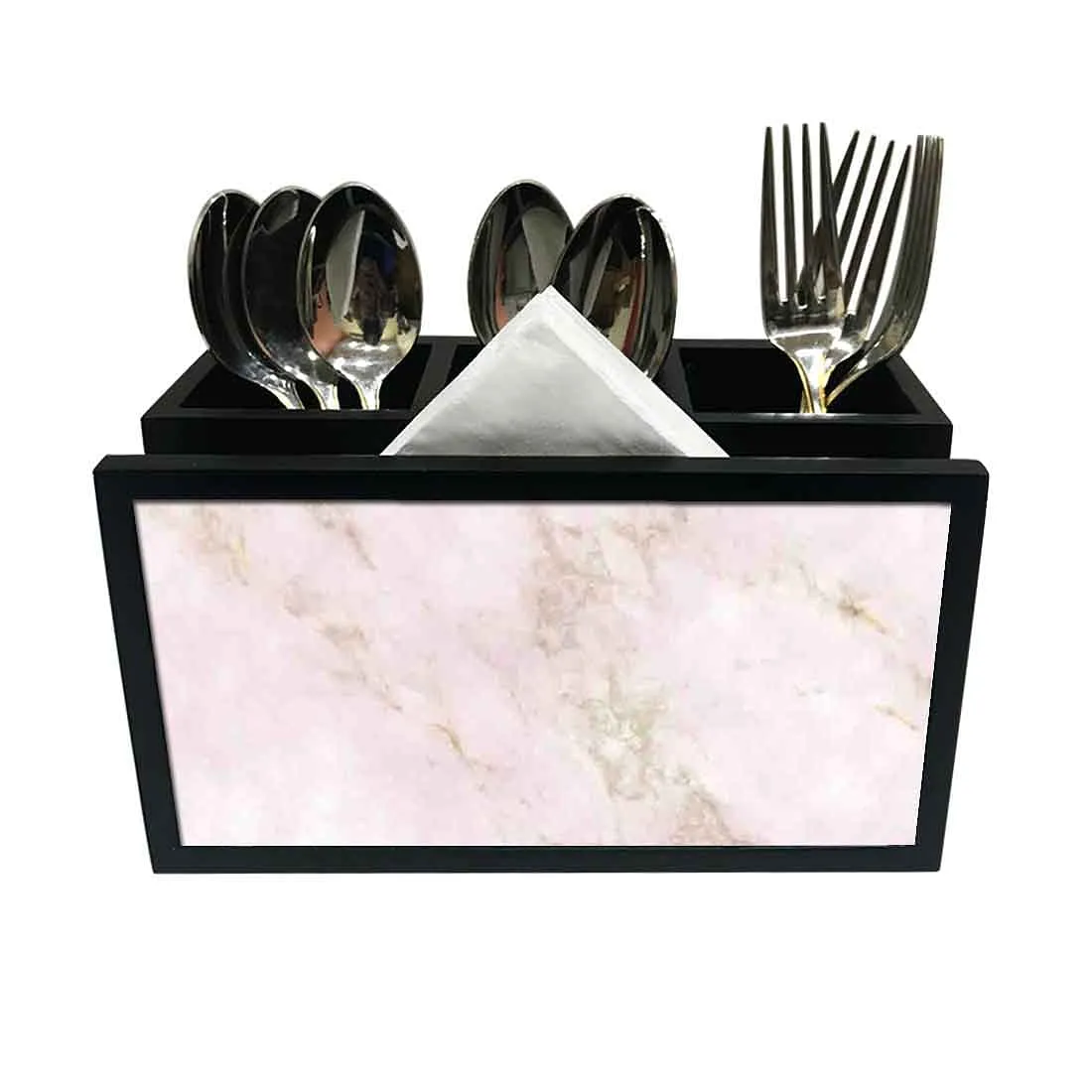 Cutlery Tissue Holder Napkin Stand -  Pink Marble