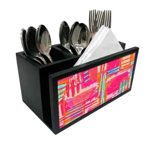Cutlery Tissue Holder Napkin Stand -  Pink Stike