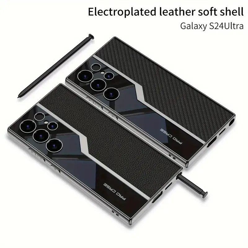 Electroplating Super Running Ultra-thin Plain Leather Phone Case For Samsung Galaxy S24