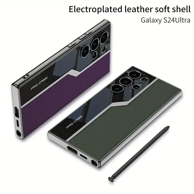 Electroplating Super Running Ultra-thin Plain Leather Phone Case For Samsung Galaxy S24