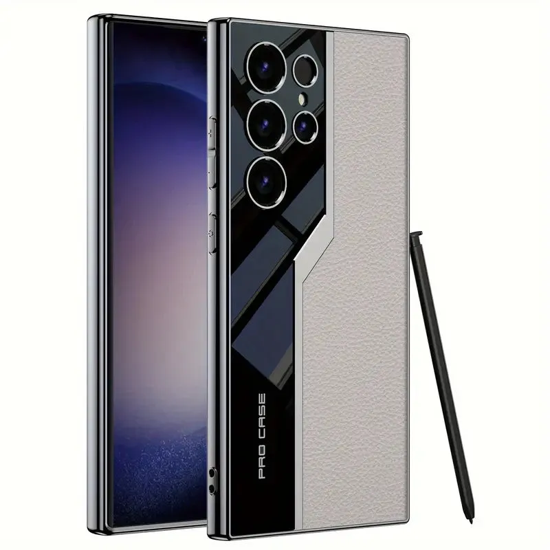 Electroplating Super Running Ultra-thin Plain Leather Phone Case For Samsung Galaxy S24