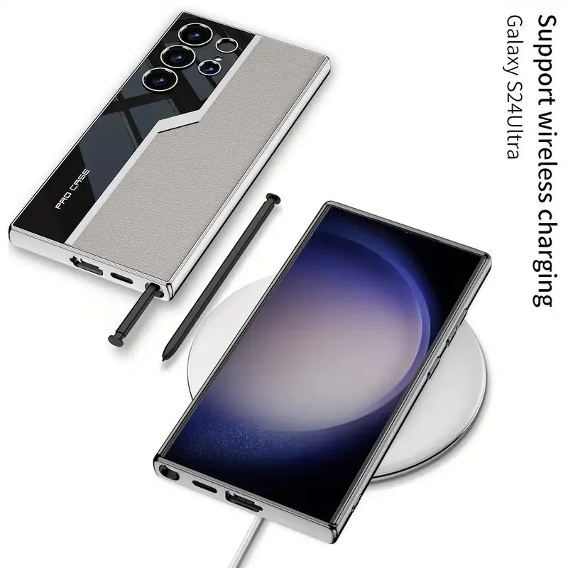 Electroplating Super Running Ultra-thin Plain Leather Phone Case For Samsung Galaxy S24